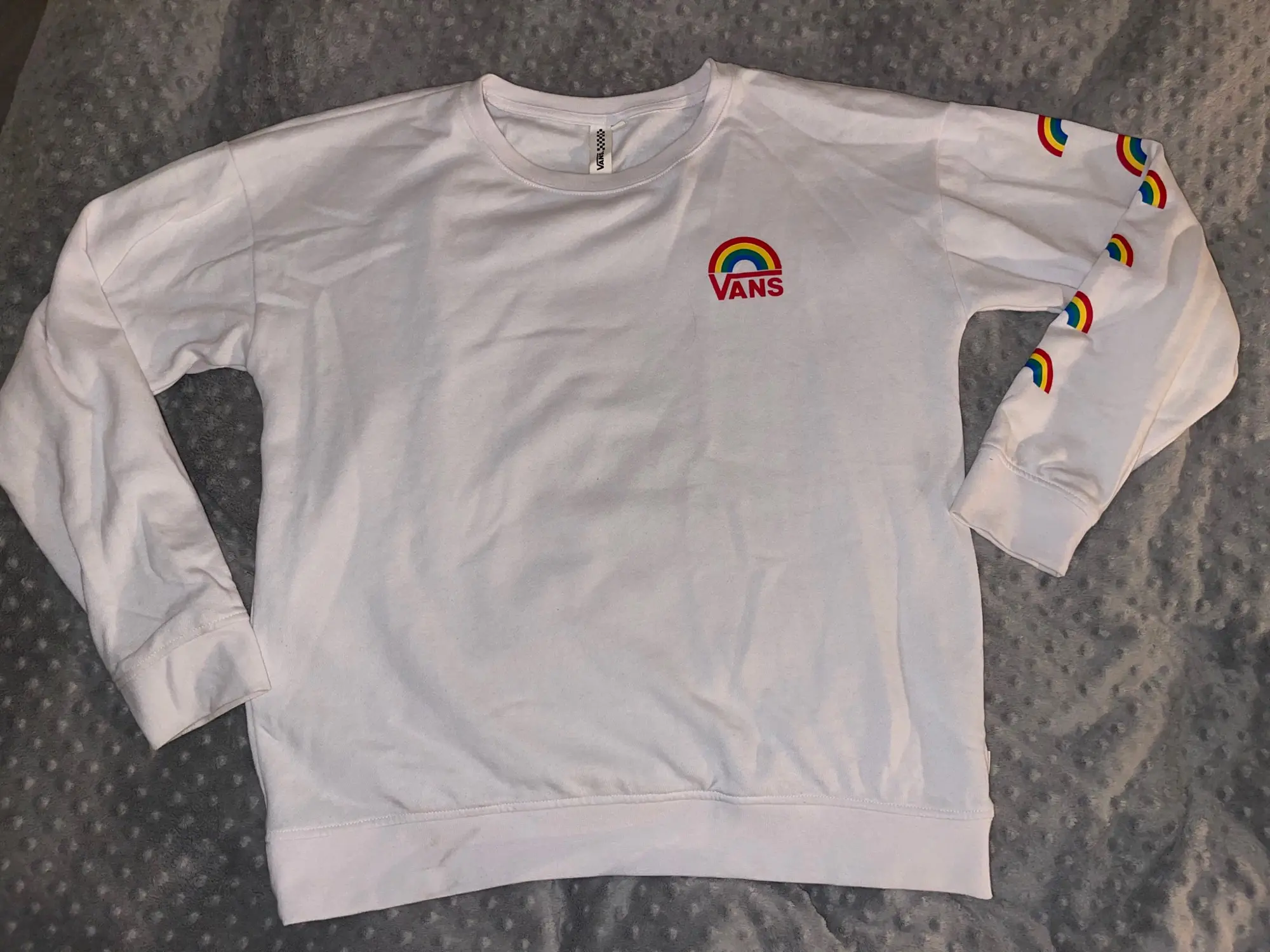 Vans rainbow best sale sweatshirt in white