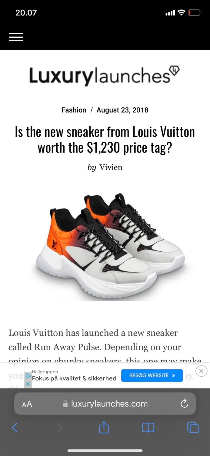 Lv run away hot sale pulse sneaker price