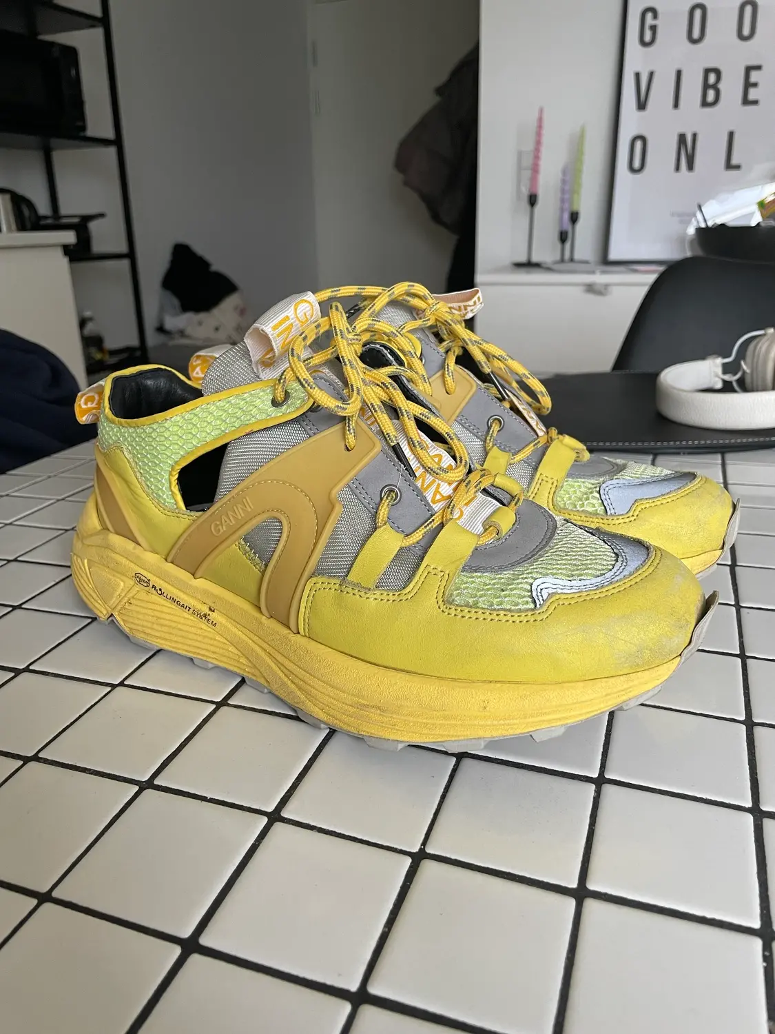 Ganni yellow sale sneakers